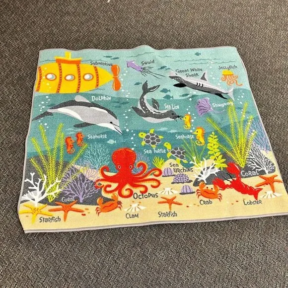 Kids Sea Creature Blue Rug - Picture 1 of 6